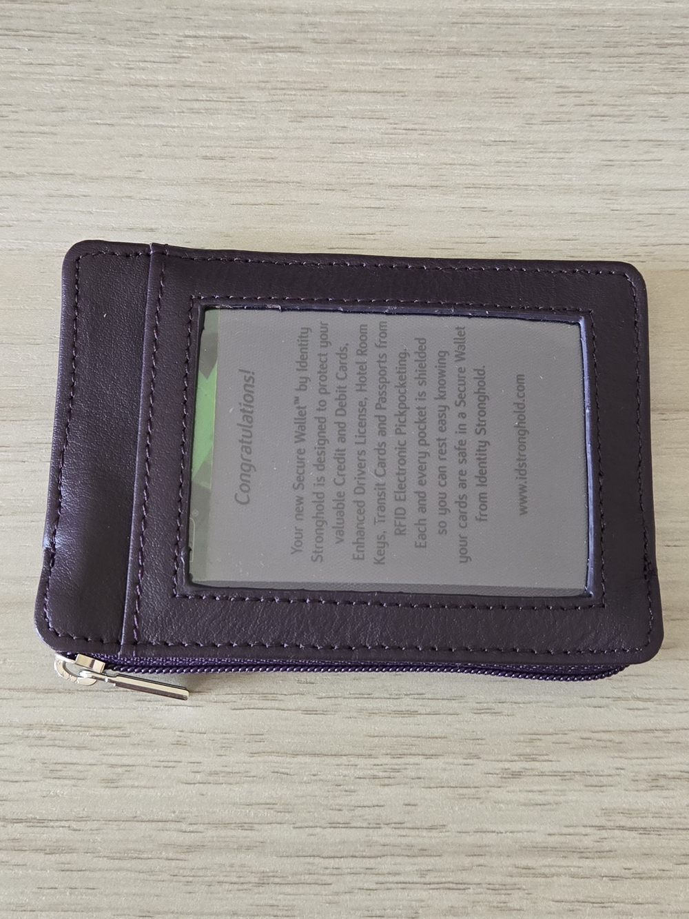 Identity Stronghold RFID Blocking Leather Card Holder Wallet Purple Zip NEW - Picture 2 of 9